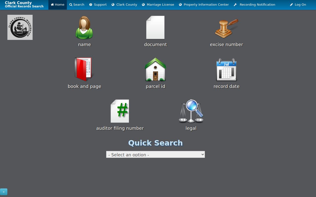 Clark County LandmarkWeb recorded document search for Orchards name and parcel research