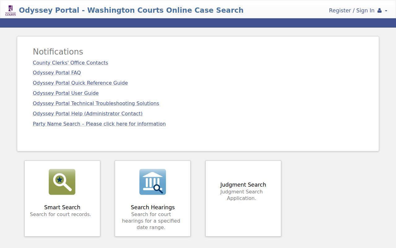 Orchards resident lookup on the Clark Superior Court Odyssey Portal